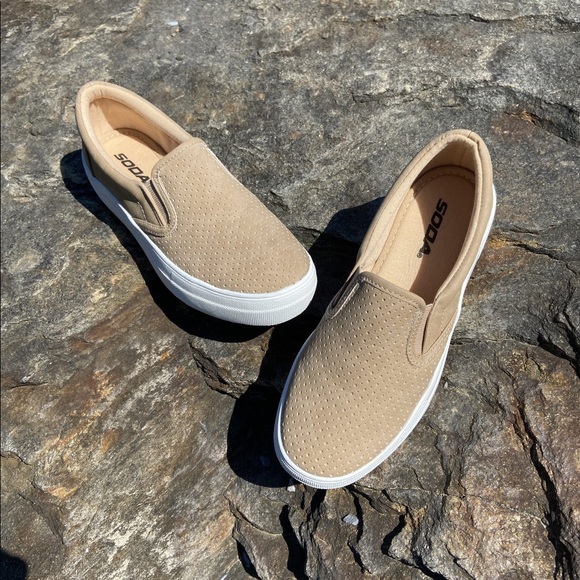 Soda Tan Nubuck Sneaker Flats - Picture 1 of 2